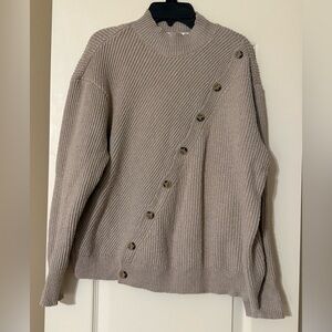 ASTR The Label Diagonal Button Taupe Knit Sweater
